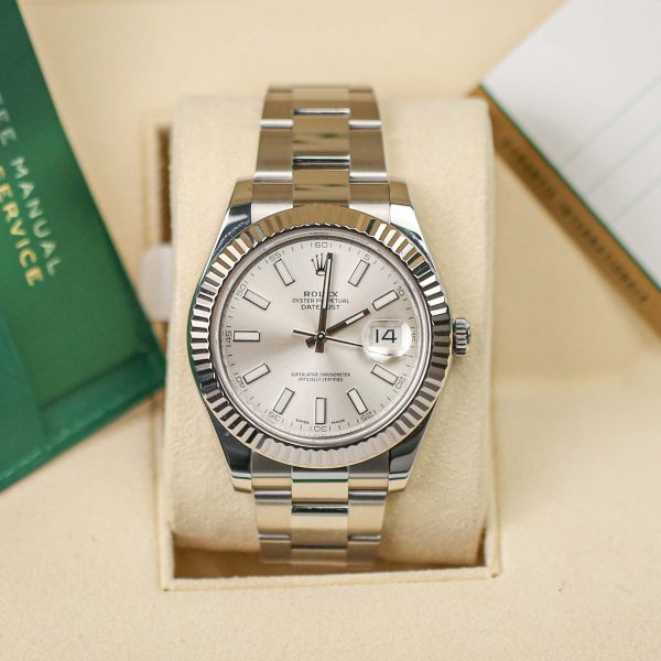 Rolex 116334 Datejust 41mm Silver Stick Dial Oyster Bracelet Watch - Image 2