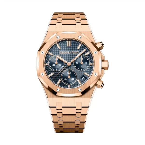 Audemars Piguet 26240OR.OO.1320OR.05 Royal Oak Blue Dial Pink Gold Bracelet Watch