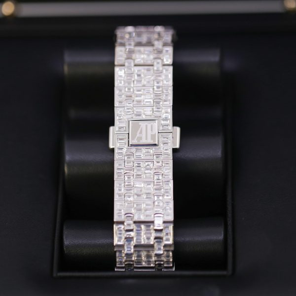 Audemars Piguet Royal Oak 15400st Chandelier Aftermarket Diamonds 18K White Gold 41mm Iced Out Watch - Image 2