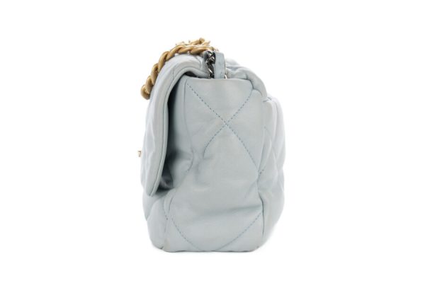 Chanel 19 Medium Baby Blue Goatskin Mixed Gold Hardware - Image 3