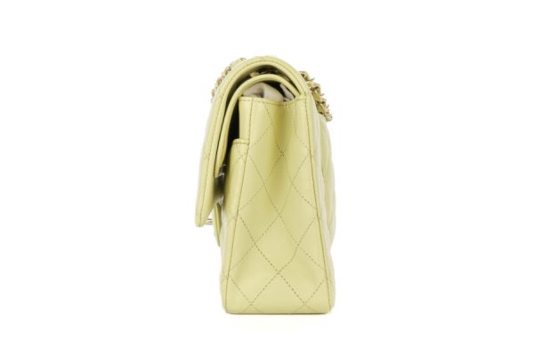 Chanel Classic Double Flap Medium Lime Green Lambskin Quilted Champagne Hardware - Image 3