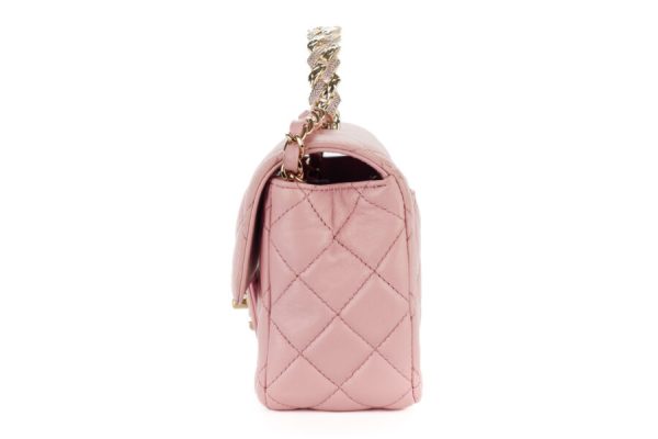 Chanel Mini Top Handle Pink Lambskin Champagne Hardware - Image 3