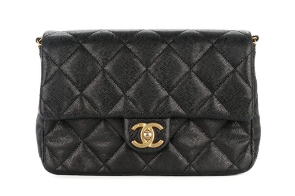 Chanel Multi Chain Flap Bag Black Caviar Gold Hardware