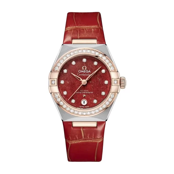 Omega 131.28.29.20.99.002 Co-Axial Red Diamonds Dial