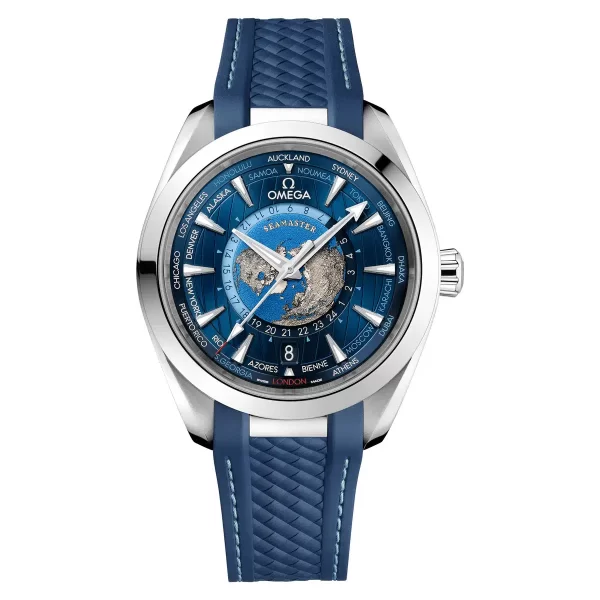 Omega 220.12.43.22.03.001 Aqua Terra 150m Master Co-Axial GMT Worldtimer 43mm Watch