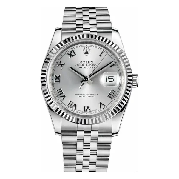 Rolex Datejust 116234 Steel & White Gold Jubilee 36mm Silver Roman Dial Watch