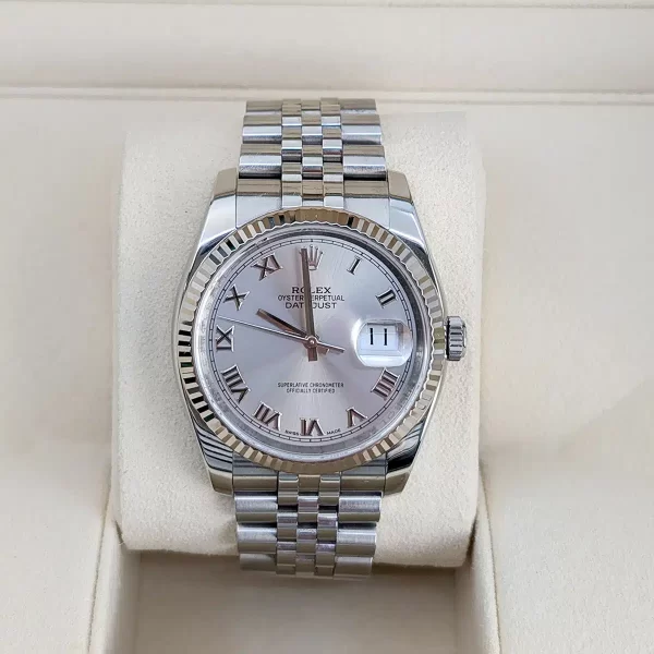 Rolex Datejust 116234 Steel & White Gold Jubilee 36mm Silver Roman Dial Watch - Image 7