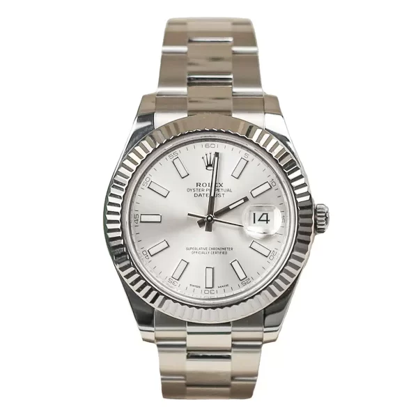 Rolex 116334 Datejust 41mm Silver Stick Dial Oyster Bracelet Watch