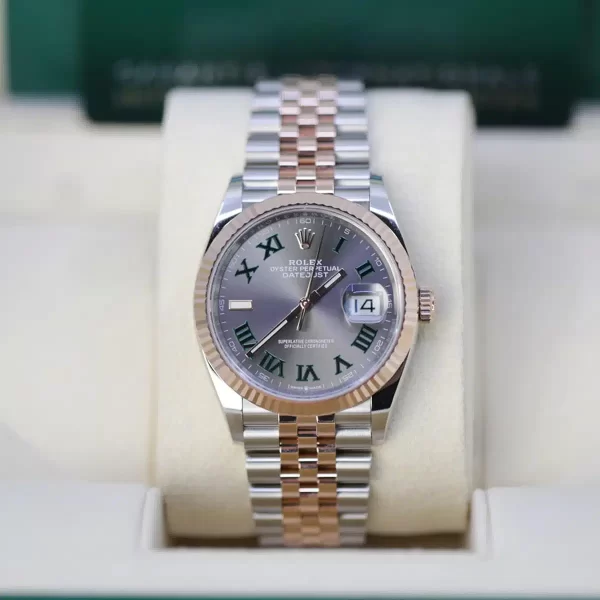 Rolex Datejust 126231-0029 Wimbledon Dial Oystersteel and 18K Rose gold Jubilee Bracelet Watch - Image 4