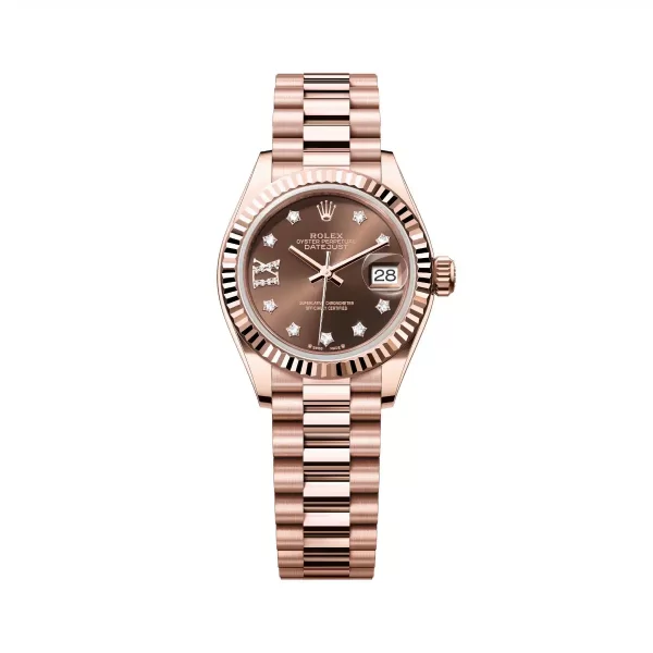 Rolex Lady-Datejust 279175-0002 Chocolate Diamond-Set Dial President Everose Gold