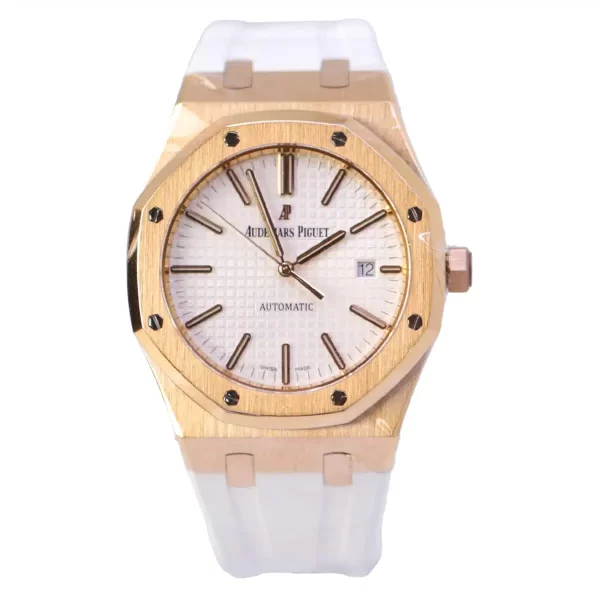 Audemars Piguet 15400OR.OO.1220OR.02 41mm Royal Oak White Dial White Rubber Strap Selfwinding